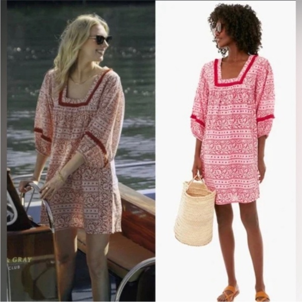 Tuckernuck Coverup Dress Heat Wave Catalans Mini in Pink Red